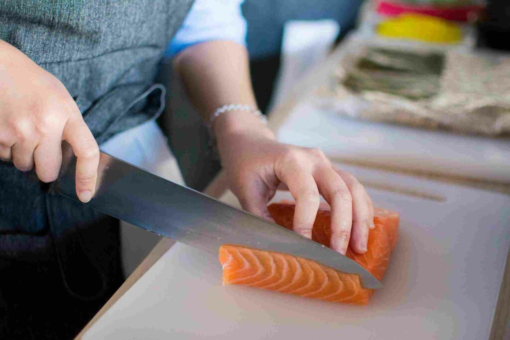 Cutting and Preparing the Salmon